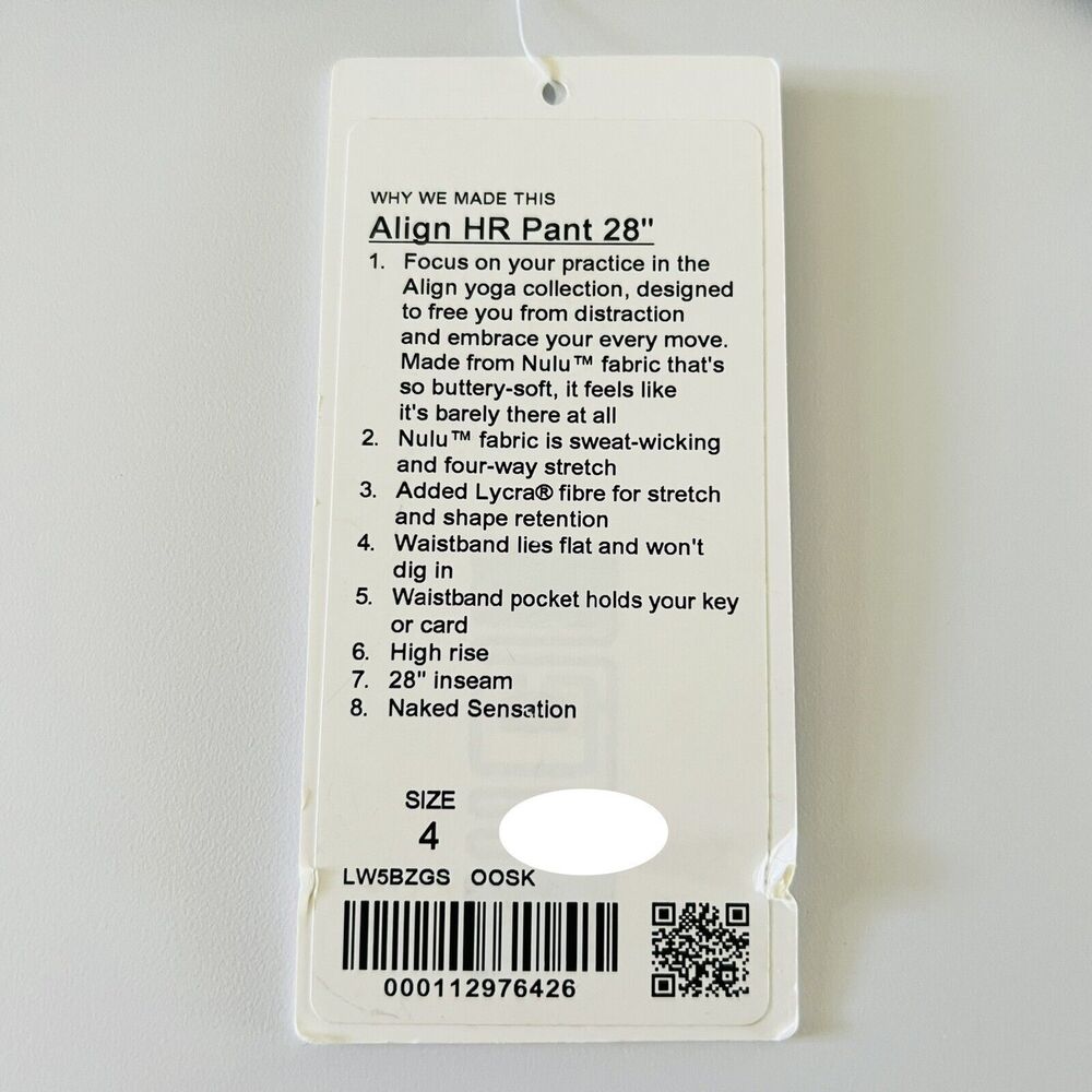 LULULEMON ATHLETICA Diverge Emboss Black Align HR Pant 28" Leggings - US 4 - Picture 9 of 9